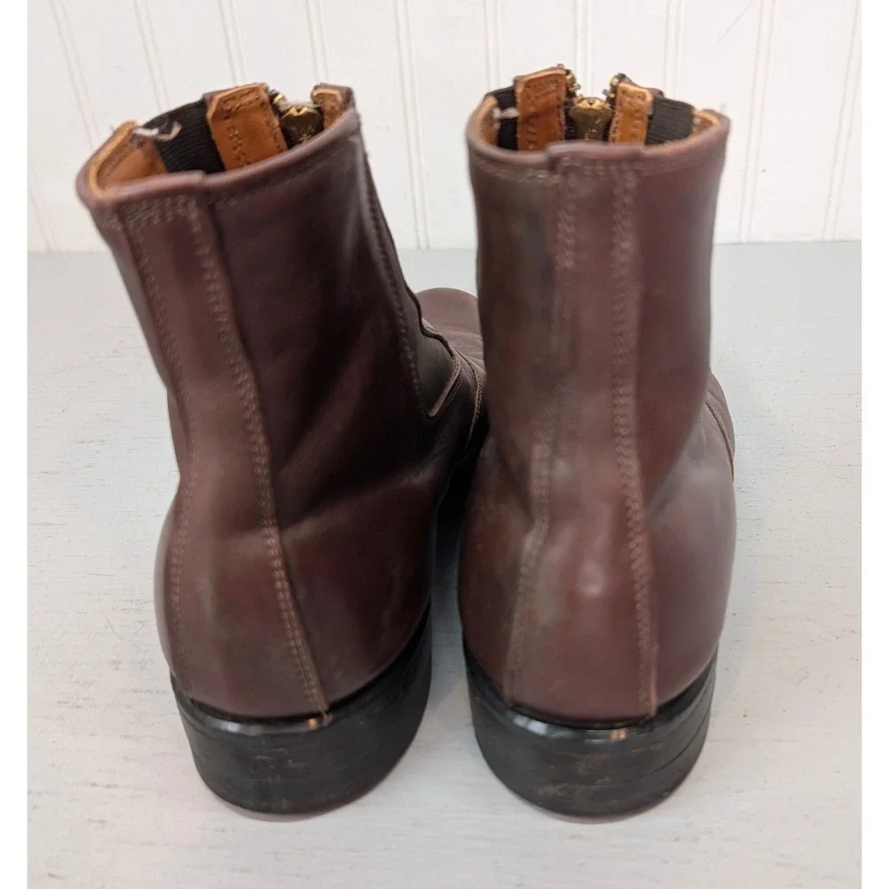 A.M. Kroop & Son Custom Front Zip Paddock Equestrian Boots Brown Leather Size 7